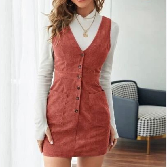 Monteau LA Corduroy Mini Dress NWT XS Preppy Fall Layered Look - Picture 1 of 7
